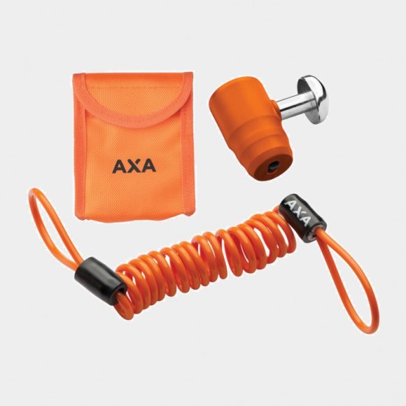 Skivbromslås AXA Pro Block + Skivbromslåsvajer AXA Reminder Cable, 9 cm, Ø2 mm + Väska