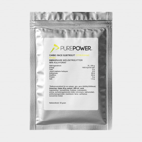 Sportdryck PurePower Carbo Race Electrolyte Citrus, 50 gram