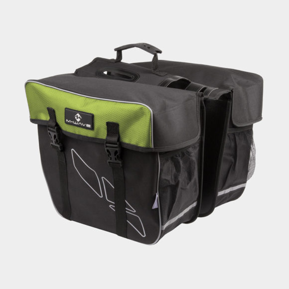 Pakethållarväskor M-Wave Amsterdam Double, 2 x 15 liter, svart/grön