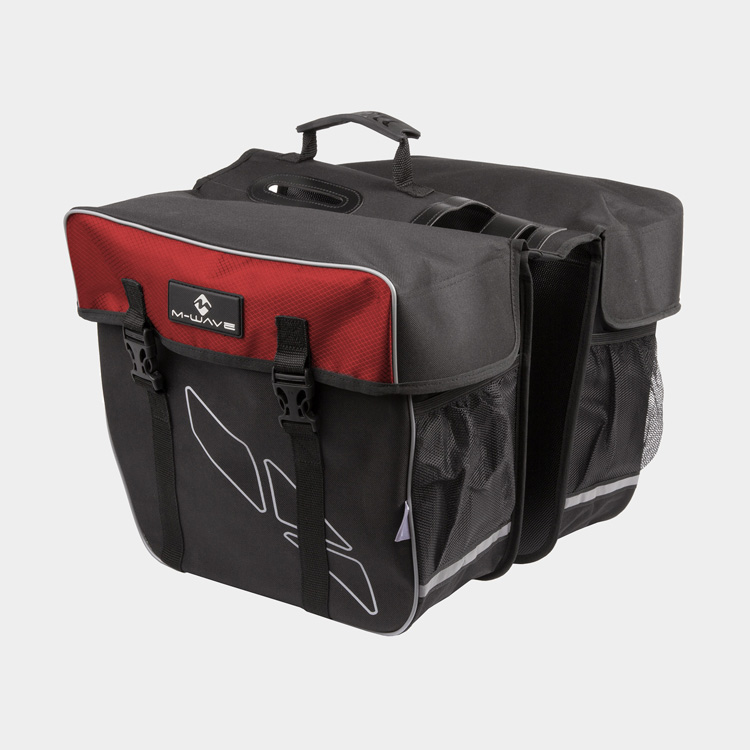 Pakethållarväskor M-Wave Amsterdam Double, 2 x 15 liter, svart/röd