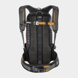 Cykelryggsäck med ryggskydd EVOC FR Enduro Carbon Grey/Loam, förberedd för vätskebehållare, 16 liter, Small