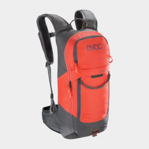 Cykelryggsäck med ryggskydd EVOC FR Lite Race Carbon Grey/Orange, förberedd för vätskebehållare, 10 liter, Small