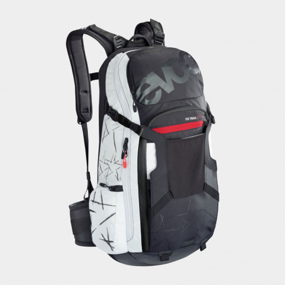 Cykelryggsäck med ryggskydd EVOC FR Trail Unlimited Black/White, förberedd för vätskebehållare, 20 liter, Medium/Large