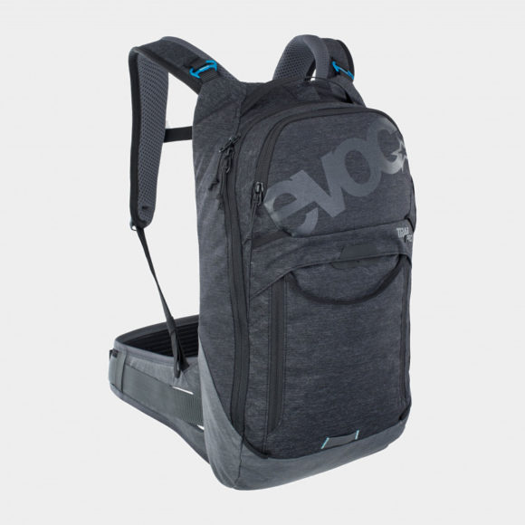 Cykelryggsäck med ryggskydd EVOC Trail Pro Black/Carbon Grey, förberedd för vätskebehållare, 10 liter, Small/Medium