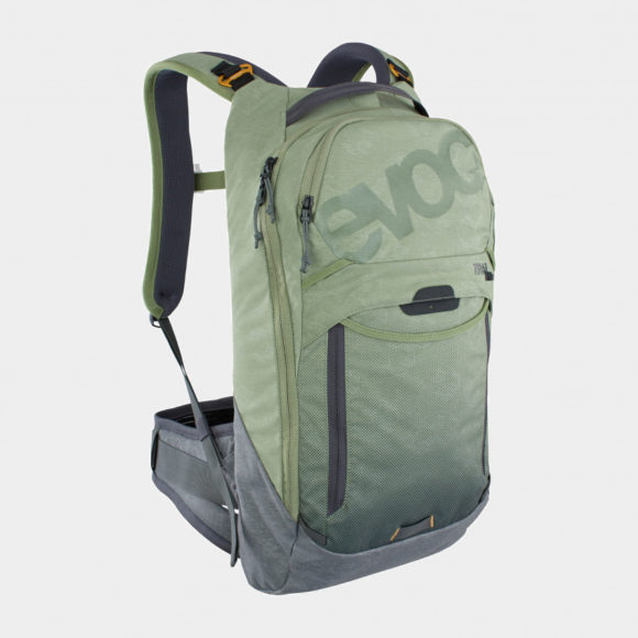 Cykelryggsäck med ryggskydd EVOC Trail Pro Light Olive/Carbon Grey, förberedd för vätskebehållare, 10 liter, Small/Medium