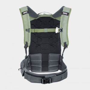 Cykelryggsäck med ryggskydd EVOC Trail Pro Light Olive/Carbon Grey, förberedd för vätskebehållare, 10 liter, Small/Medium