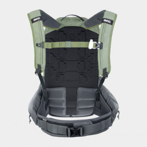 Cykelryggsäck med ryggskydd EVOC Trail Pro Light Olive/Carbon Grey, förberedd för vätskebehållare, 16 liter, Large/X-Large