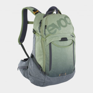 Cykelryggsäck med ryggskydd EVOC Trail Pro Light Olive/Carbon Grey, förberedd för vätskebehållare, 26 liter, Small/Medium