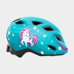 Cykelhjälm MET Elfo Blue Unicorn/Glossy, grönt spänne, Universal (46 - 53 cm)