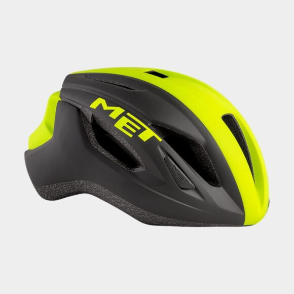 Cykelhjälm MET Strale Black Safety Yellow Panel/Matt, Small (52 - 56 cm)