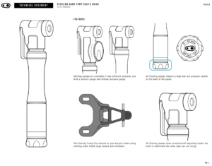 Minipump Crankbrothers Sterling LG Gauge, med analog tryckmätare (manometer) + flaskhållarfäste